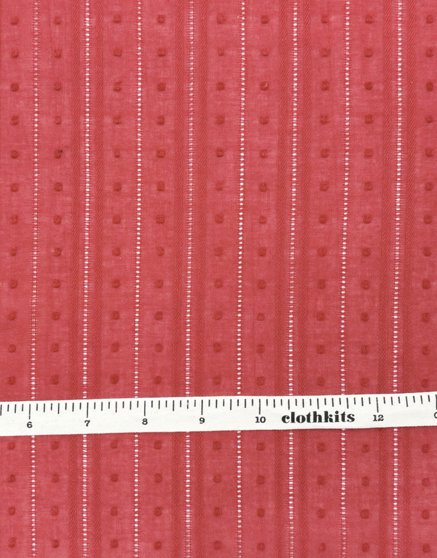 Brick Dobby Stripe Cotton Voile, Swiss Knot Fabric