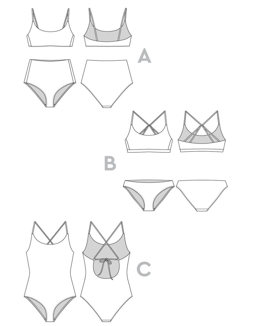 Faye Swimsuit and Bikini Sewing Pattern, Closet Core