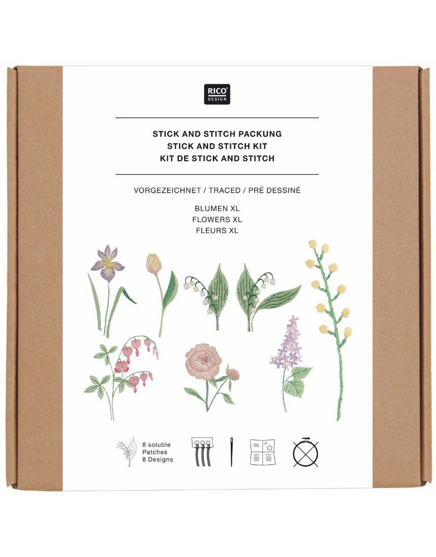 Flowers XL Stick and Stitch Embroidery Kit, Rico Design