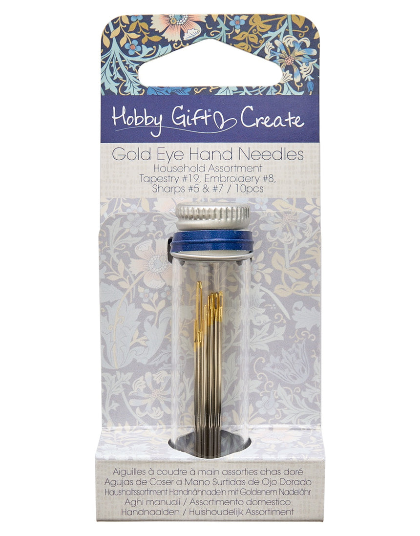Household Sewing Needles in glass tube, Gold Eye, Floral Arts and Crafts