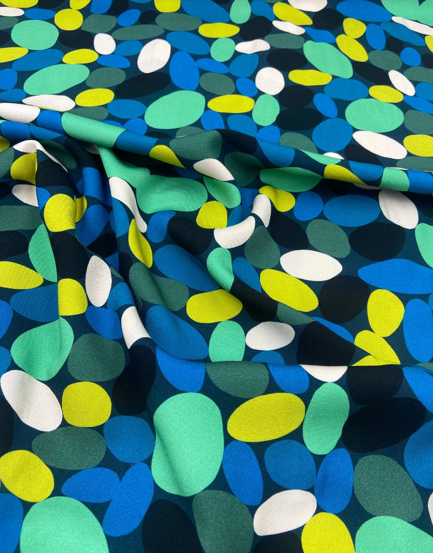 Emerald Pebble Drift Light & Lush Viscose Fabric