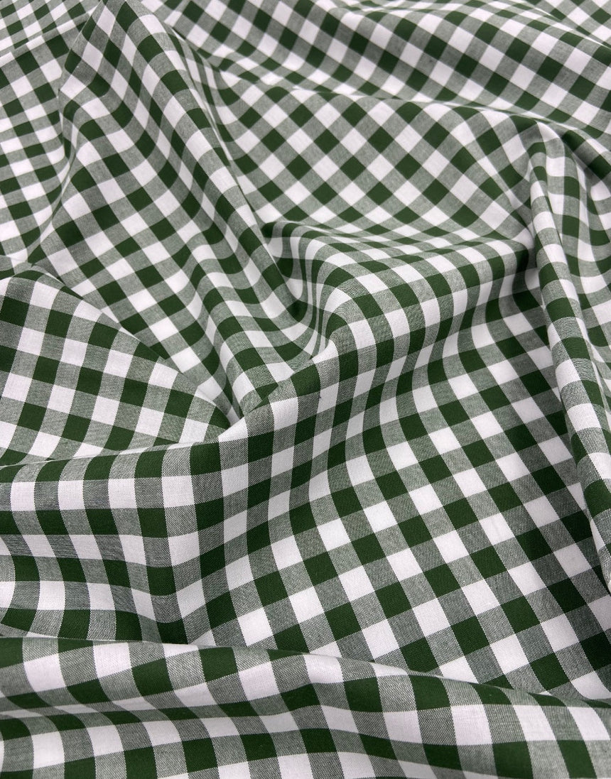 Small Bottle Green Yarn-Dyed Gingham Cotton Fabric