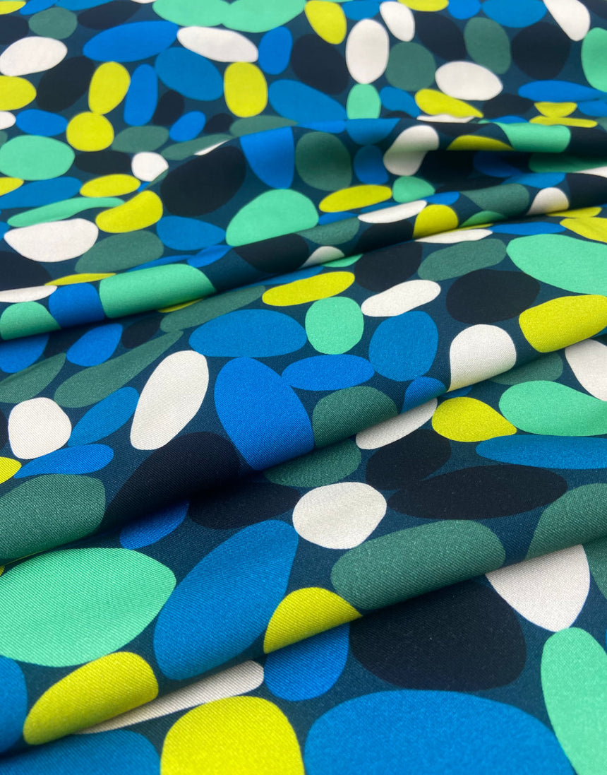 Emerald Pebble Drift Light & Lush Viscose Fabric