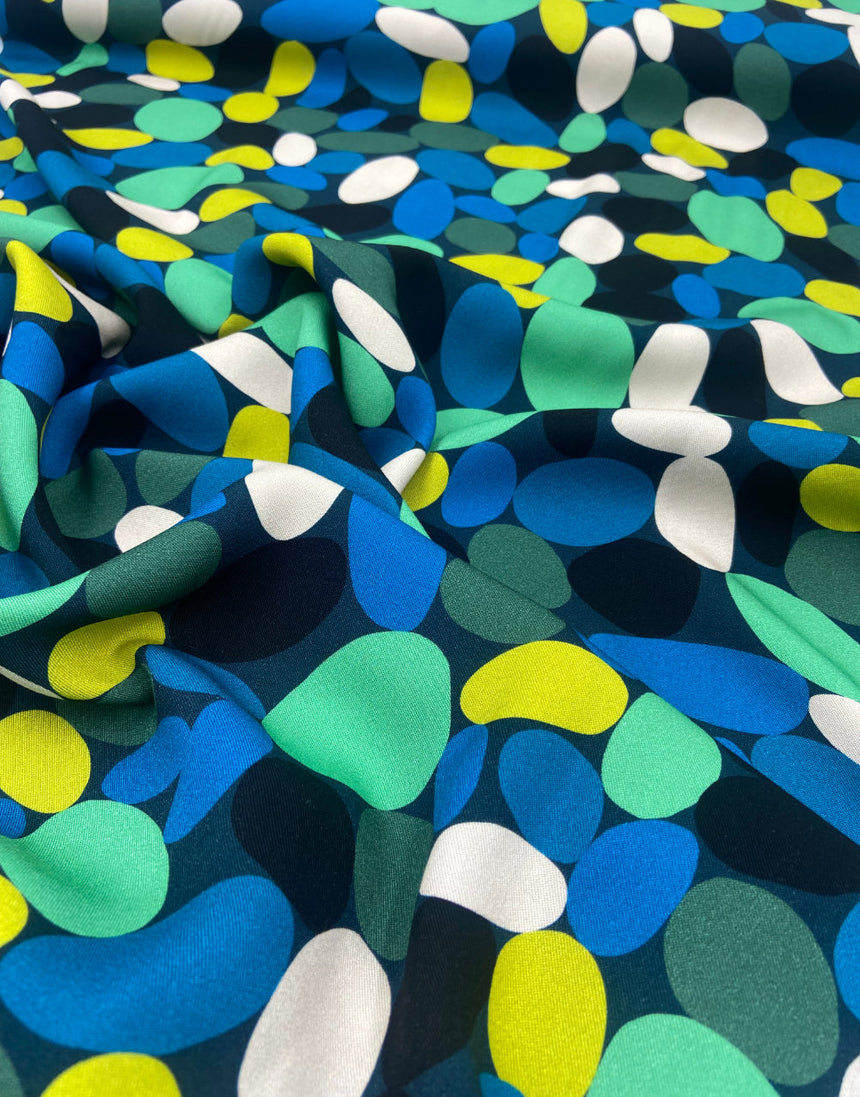 Emerald Pebble Drift Light & Lush Viscose Fabric