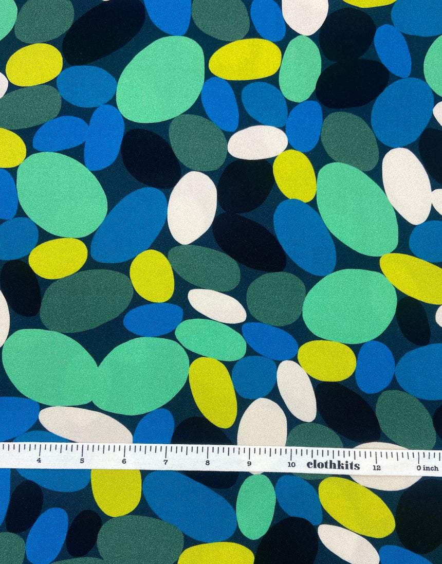 Emerald Pebble Drift Light & Lush Viscose Fabric