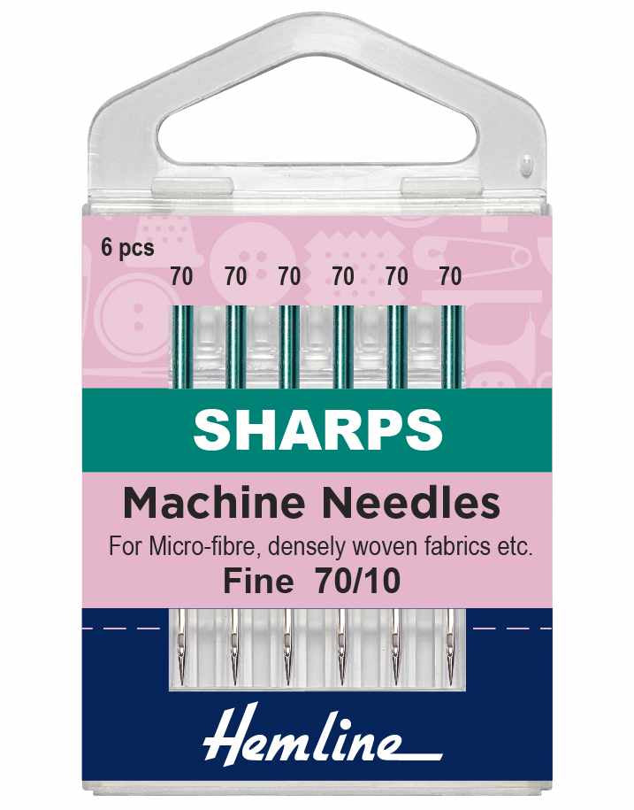 Sharps Microfibre Sewing Machine Needles, Fine Fabric 70/10