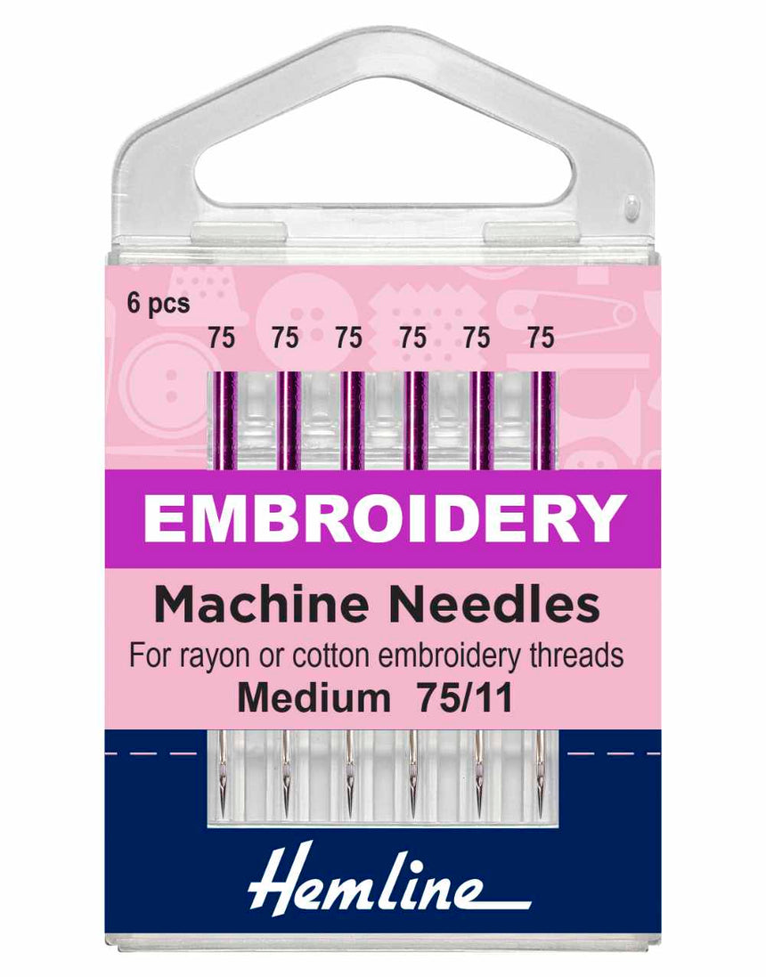 Embroidery Sewing Machine Needles, Medium Fabric 75/11