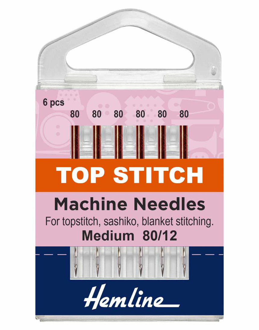 Top Stitch Sewing Machine Needles, Medium Fabric 80/14