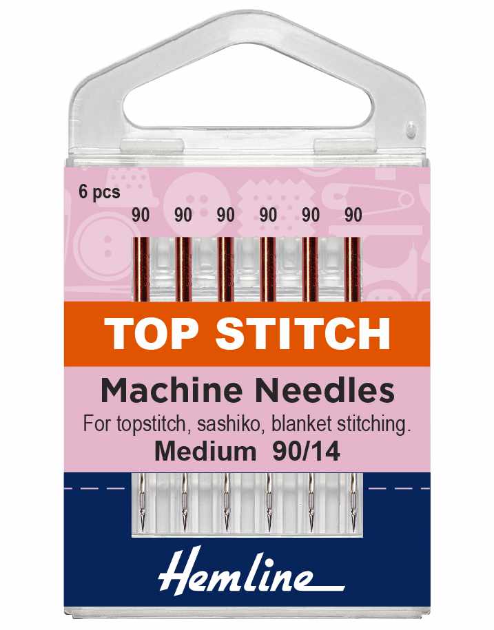 Top Stitch Sewing Machine Needles, Medium/Heavy Fabric 90/14