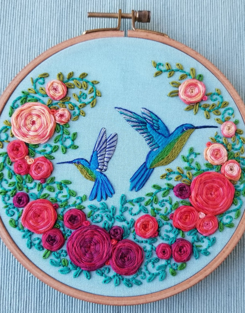 Summer Hummingbird Embroidery Kit, Jessica Long Embroidery