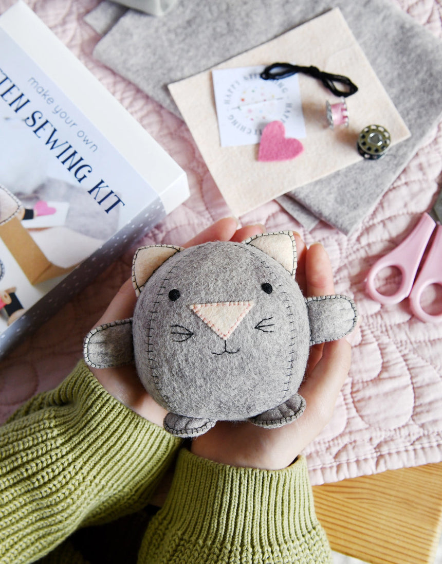 Kitten Beginner's Felt Craft Sewing Kit, Clara and Macy