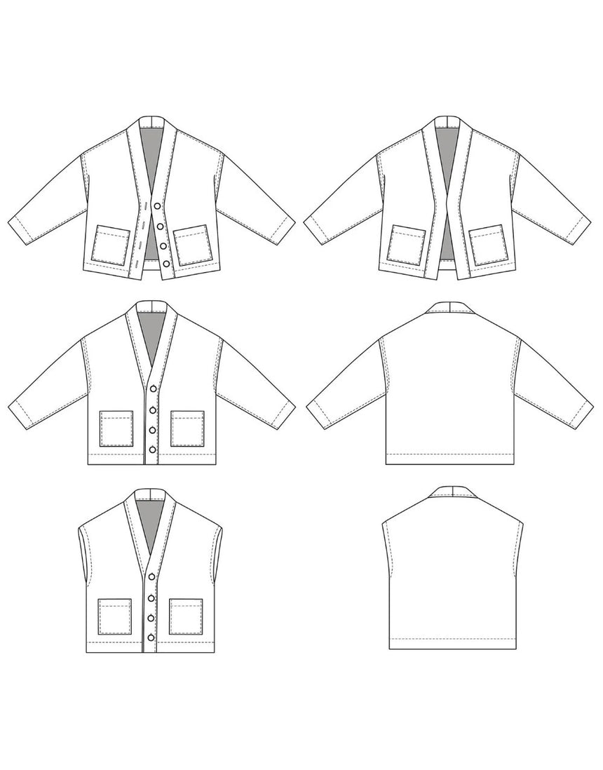 Macao Jacket or Cardigan Paper Sewing Pattern, Ikatee