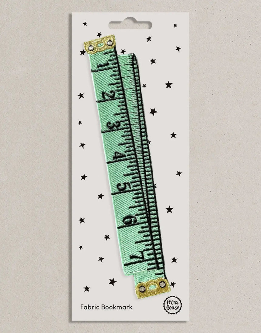 Mint Green Tape Measure Embroidered Bookmark, Petra Boase