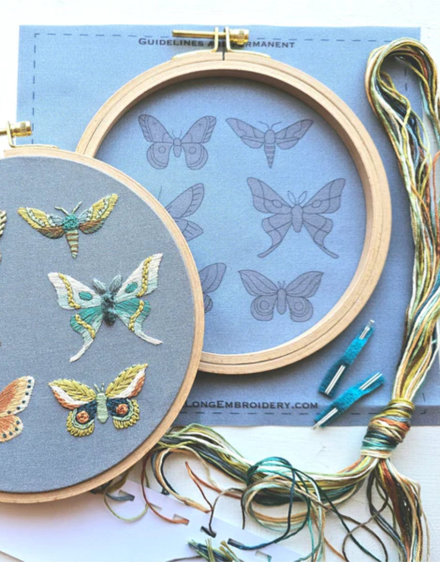 Moth Sampler Embroidery Kit, Jessica Long Embroidery