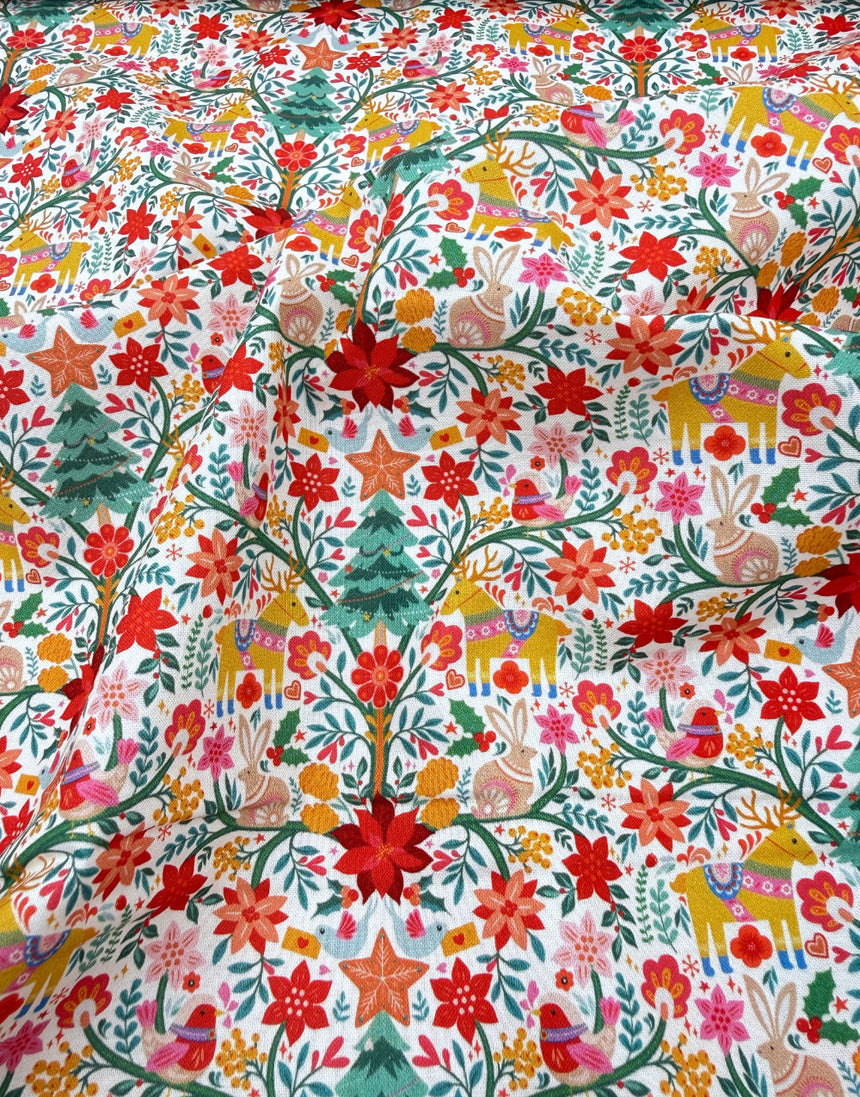 Thread & Ink Deck the Halls Christmas Cotton Fabric - Nordic Noel