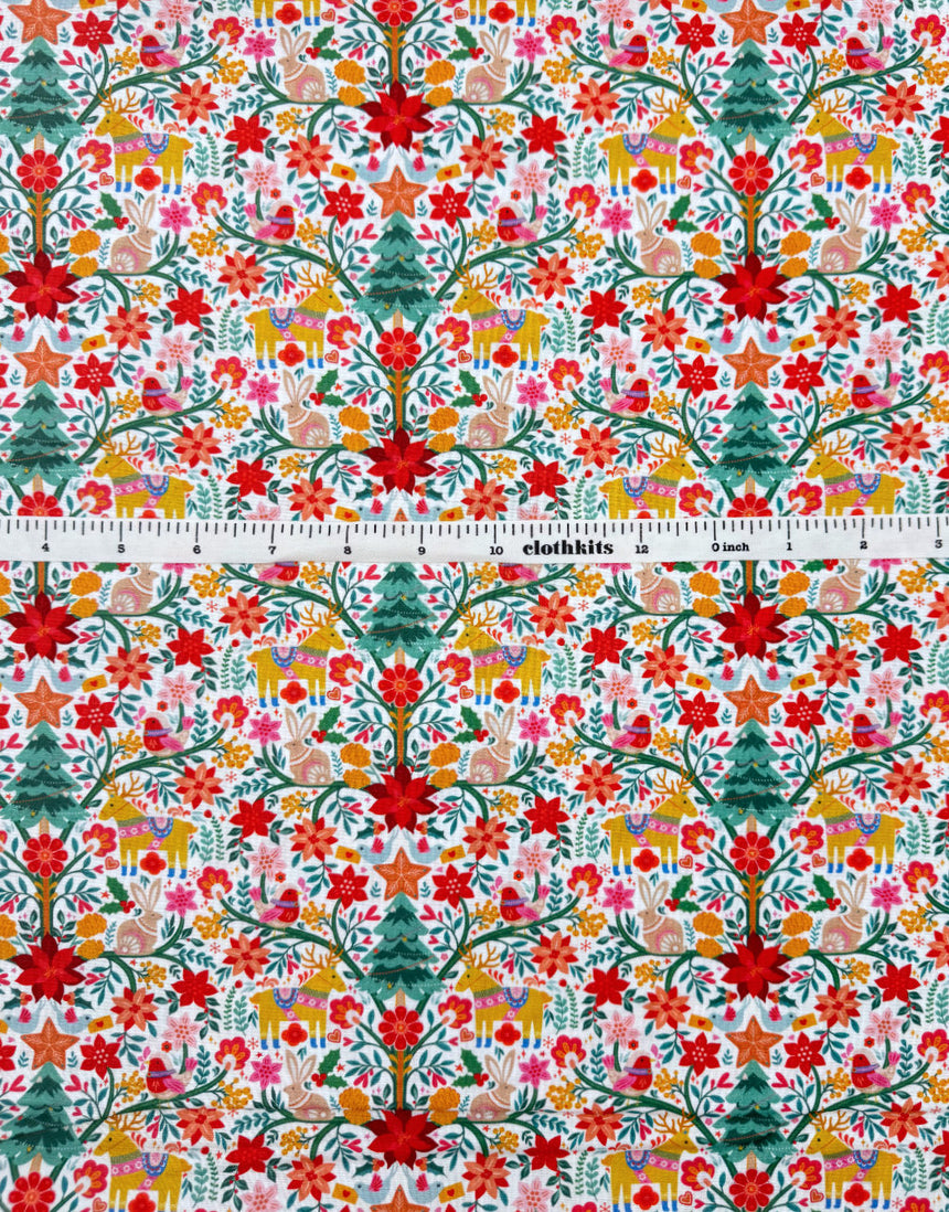 Thread & Ink Deck the Halls Christmas Cotton Fabric - Nordic Noel