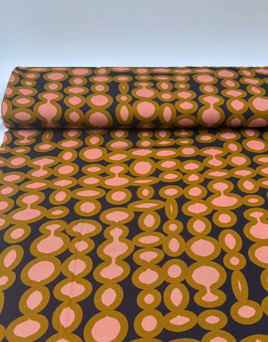 Ochre Links Viscose Fabric, Light & Lush