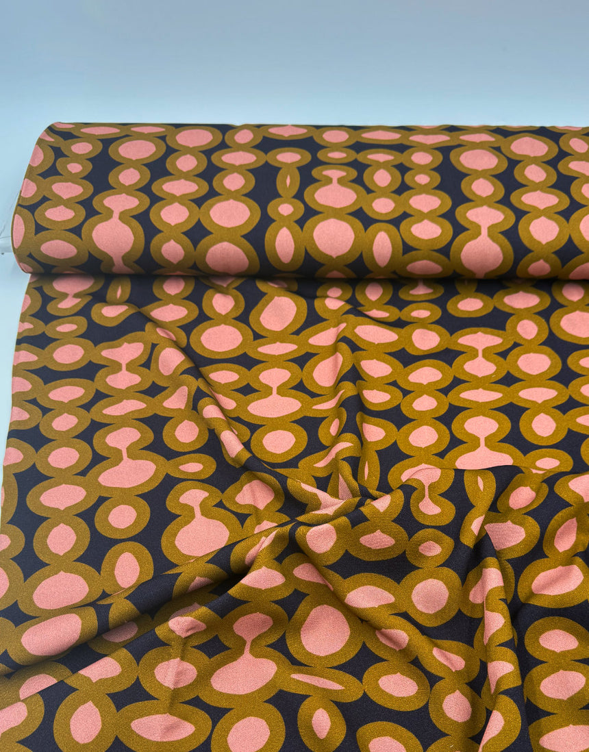 Ochre Links Viscose Fabric, Light & Lush