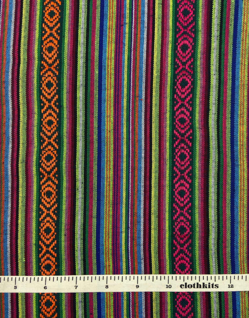 Emerald Fiesta Stripe Recycled Jacquard Fabric