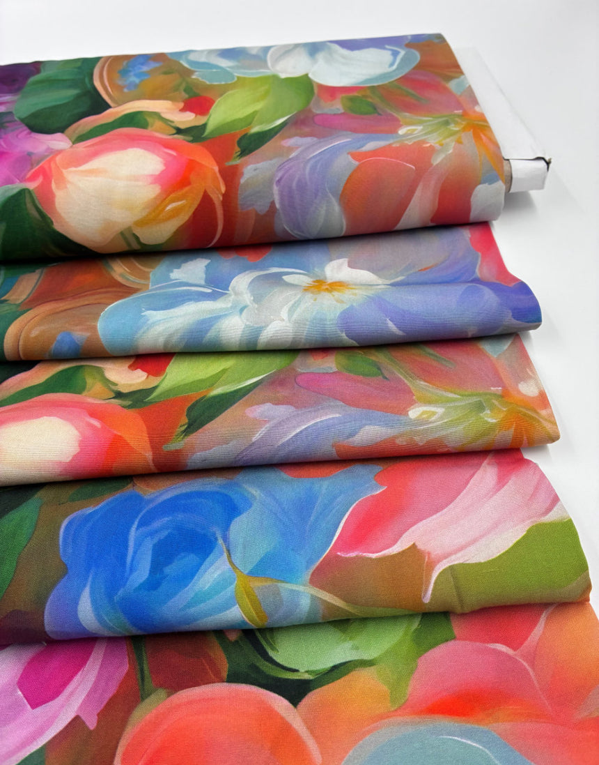 Painter's Bouquet Viscose Fabric