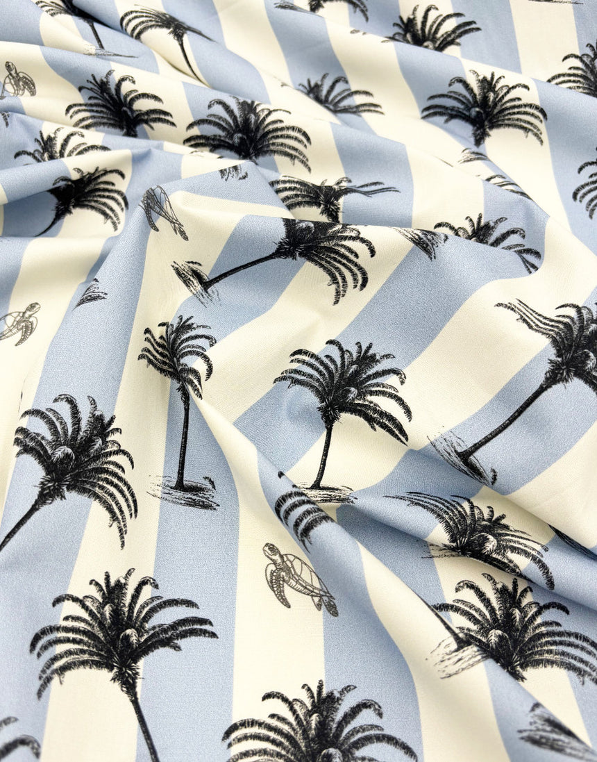 Palm Cove Stripe Cotton Poplin Fabric