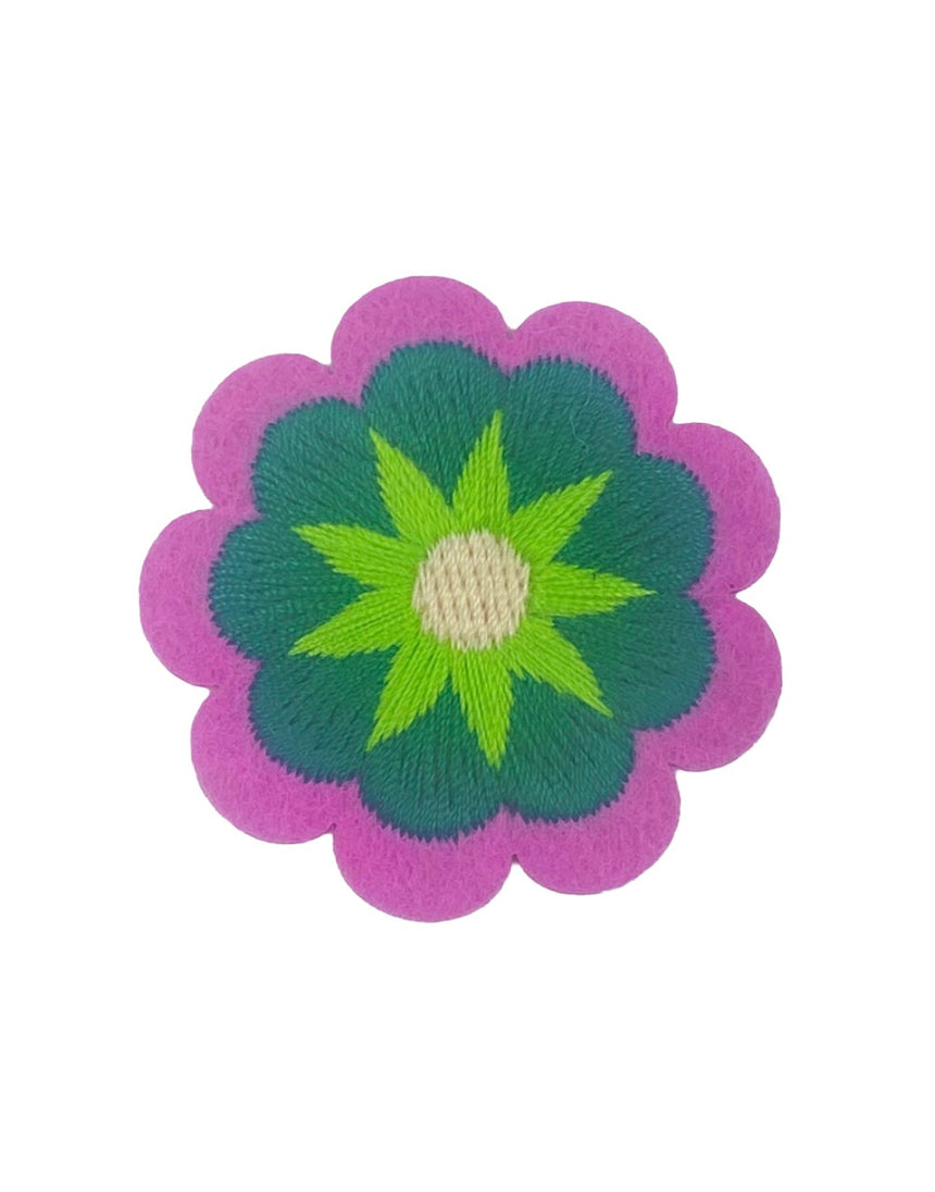 Lilac & Green Retro Flower Iron on Patch