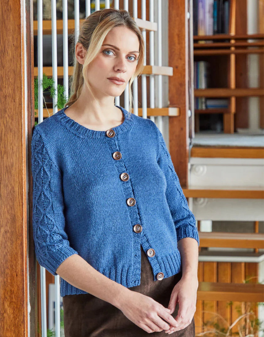 Ray Sleeve-Detail Cardigan Knitting Pattern for ColourLab DK Yarn