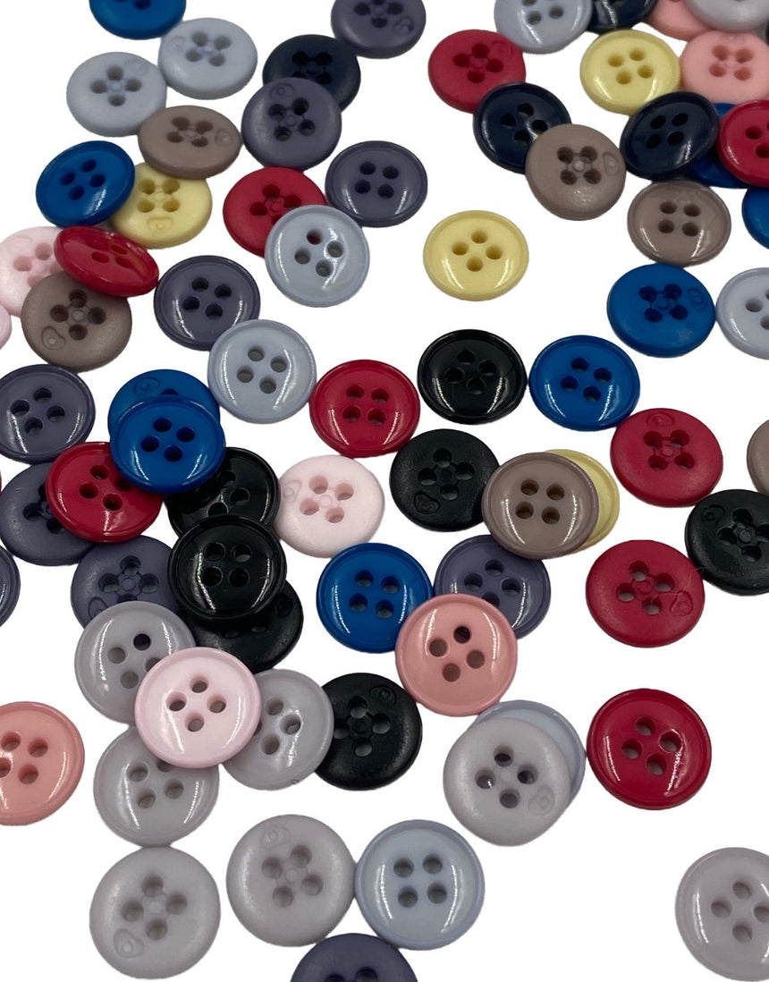 Recycled 4-Hole Coloured Buttons, 11mm