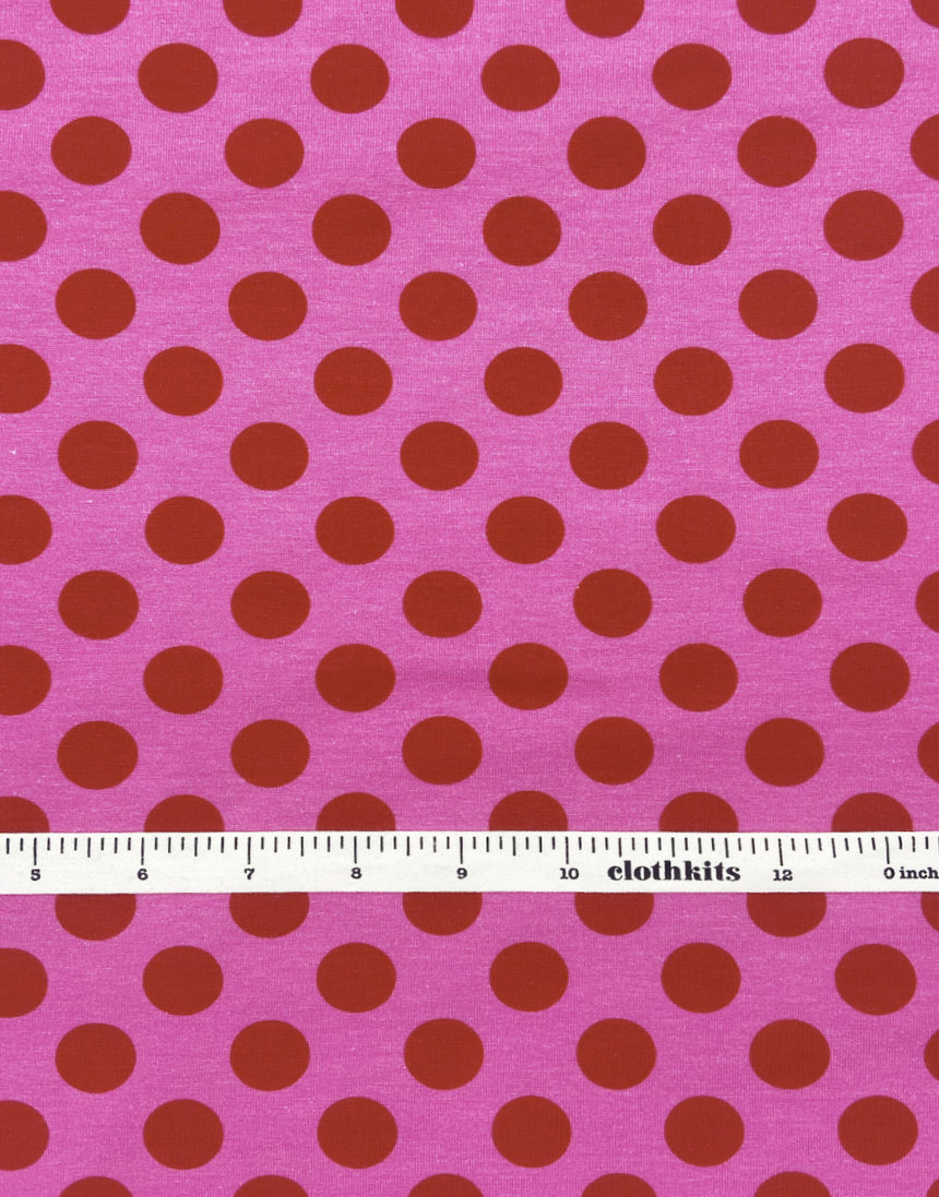 Red & Pink Spot Cotton Jersey Fabric