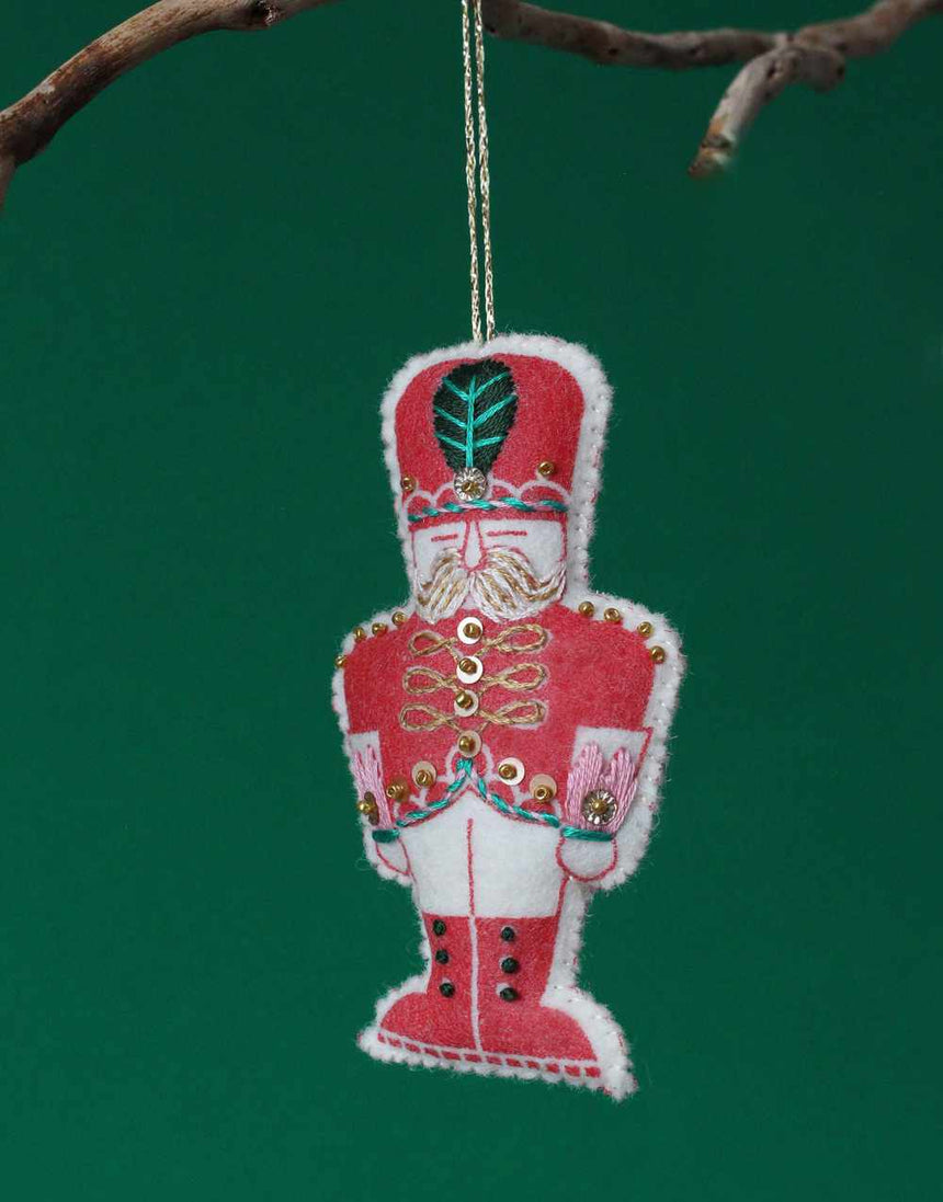 Soldier Festive Folk Ornament Embroidered Felt Craft Kit, Sewyeah