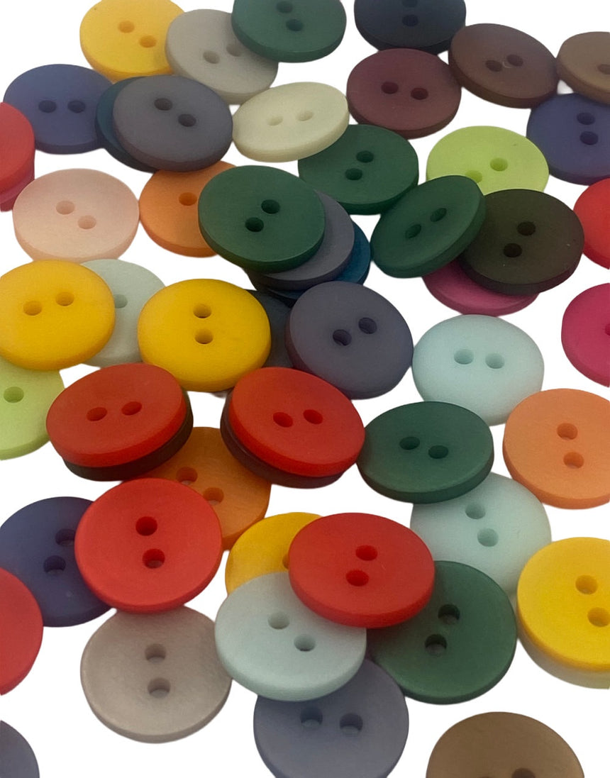 Satinya 2-Hole Coloured Buttons, 15mm