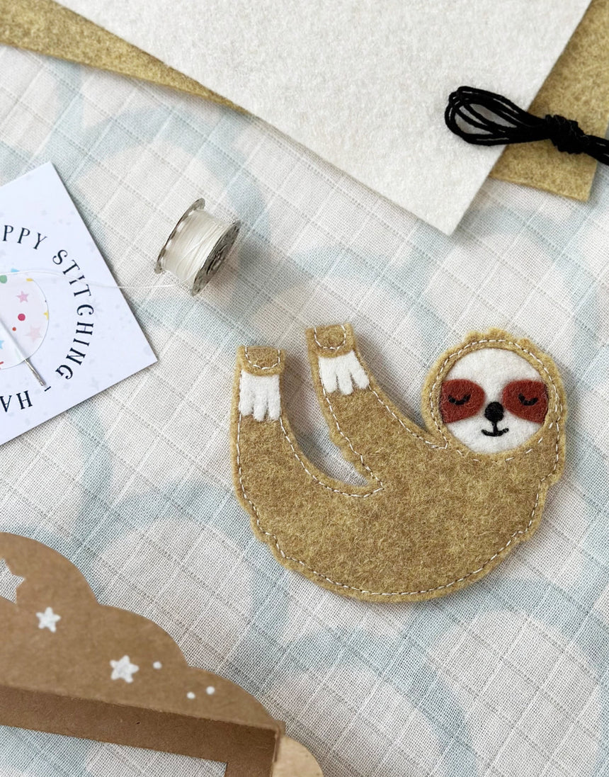 Sloth Finger Puppet Felt Craft Sewing Kit, Clara and Macy
