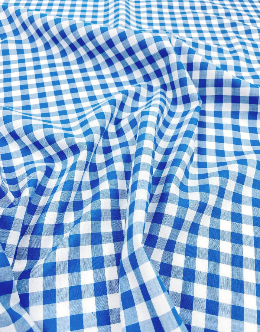 Small Royal Blue Yarn-Dyed Gingham Cotton Fabric