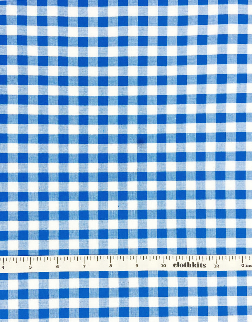 Small Royal Blue Yarn-Dyed Gingham Cotton Fabric