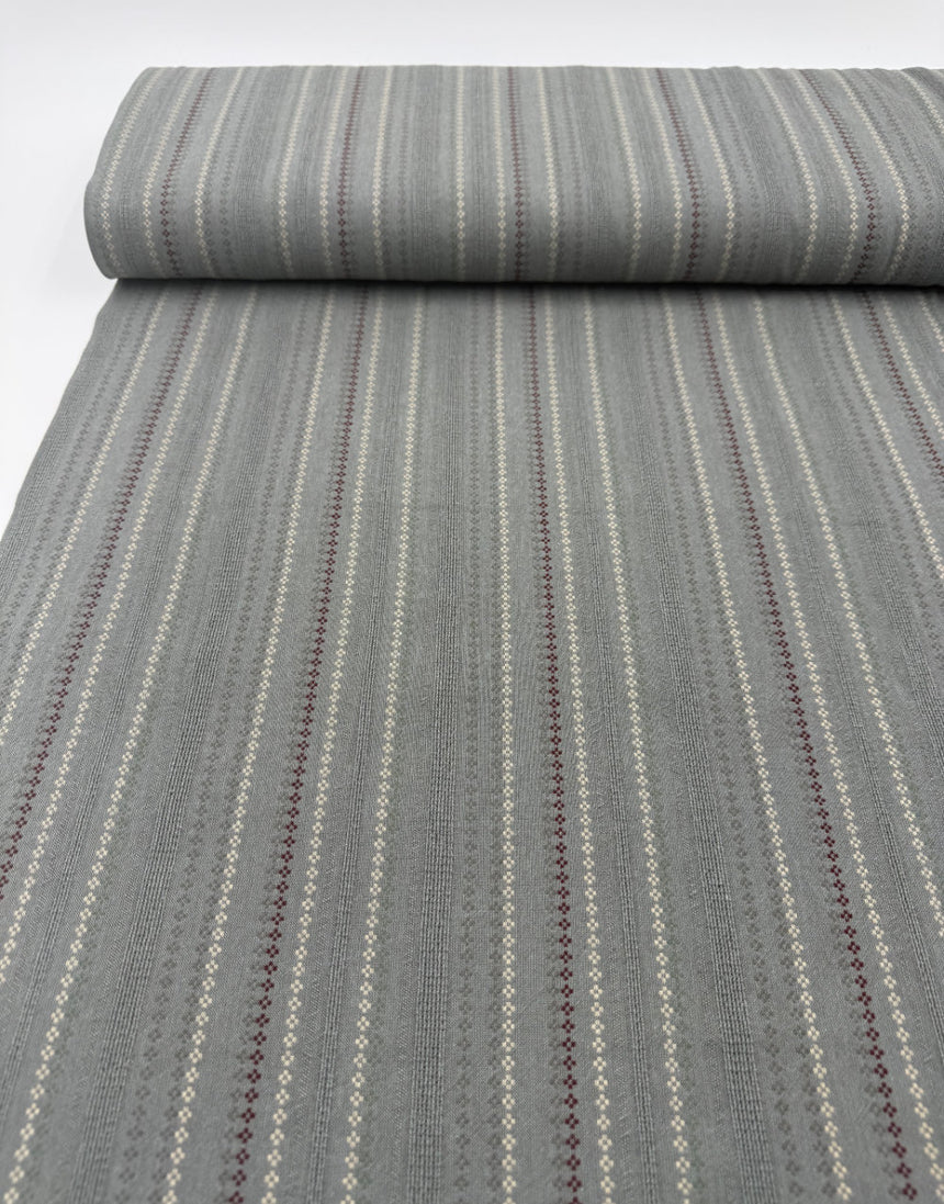 Tochio Yarn-Dyed Cotton Fabric, Sage Blossom Stripe