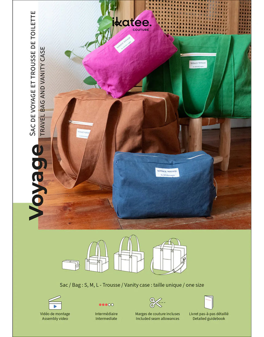 Voyage Travel Bag & Vanity Case Sewing Pattern, Ikatee