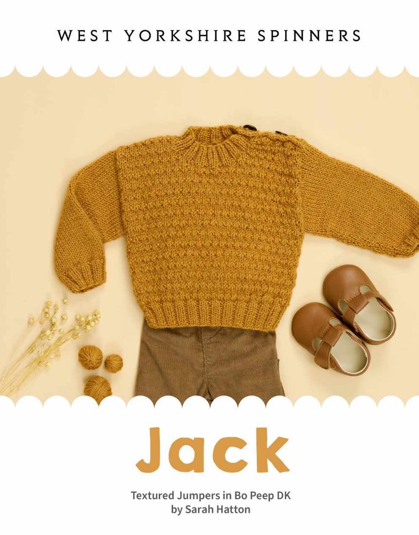 Jack Textured Jumper Knitting Pattern, Bo Peep DK Yarn