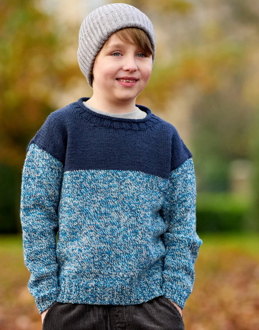 River Drop Shoulder Jumper Knitting Pattern for ColourLab Twist DK Yarn