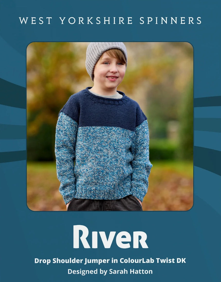 River Drop Shoulder Jumper Knitting Pattern for ColourLab Twist DK Yarn