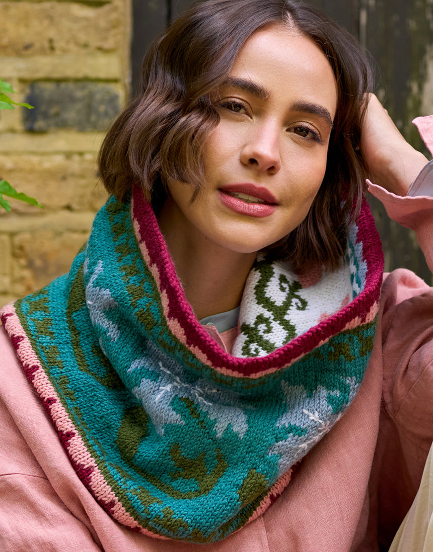 Golden Lily Reversible Cowl Yarn & Pattern Knitting Kit, West Yorkshire Spinners