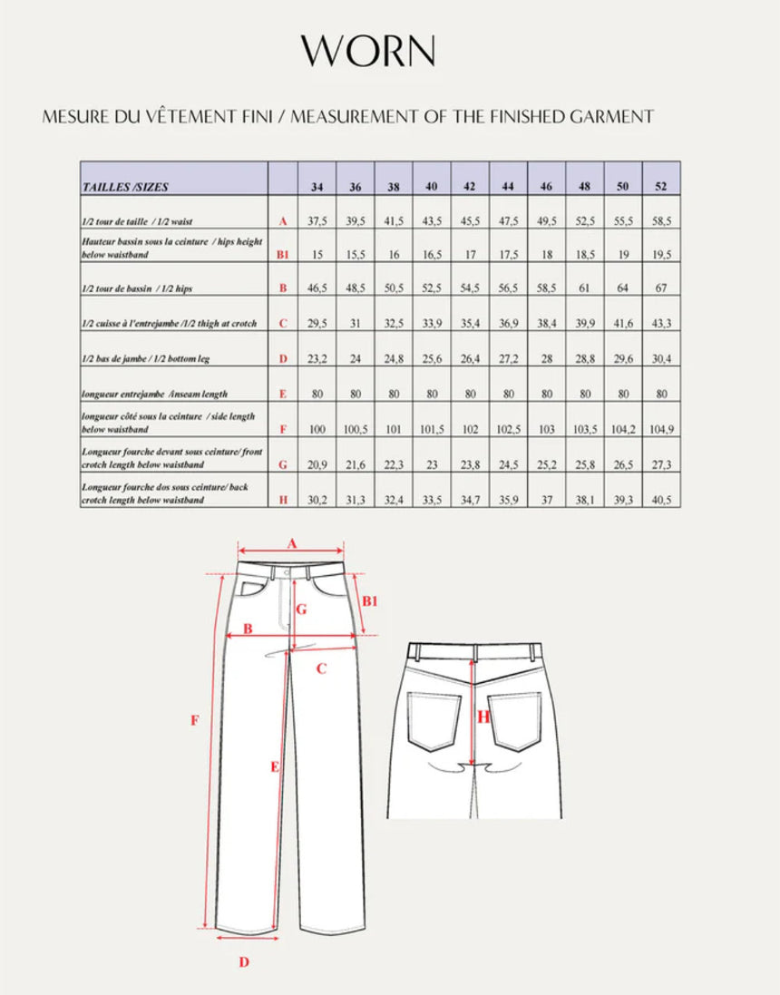 Worn Jeans Paper Sewing Pattern, Maison Fauve