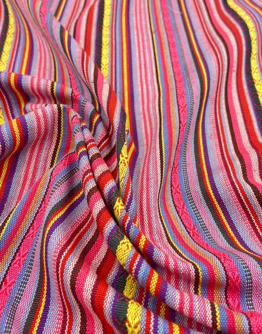Remnant 50cm - Pink Sunset Fiesta Stripe Recycled Jacquard Fabric