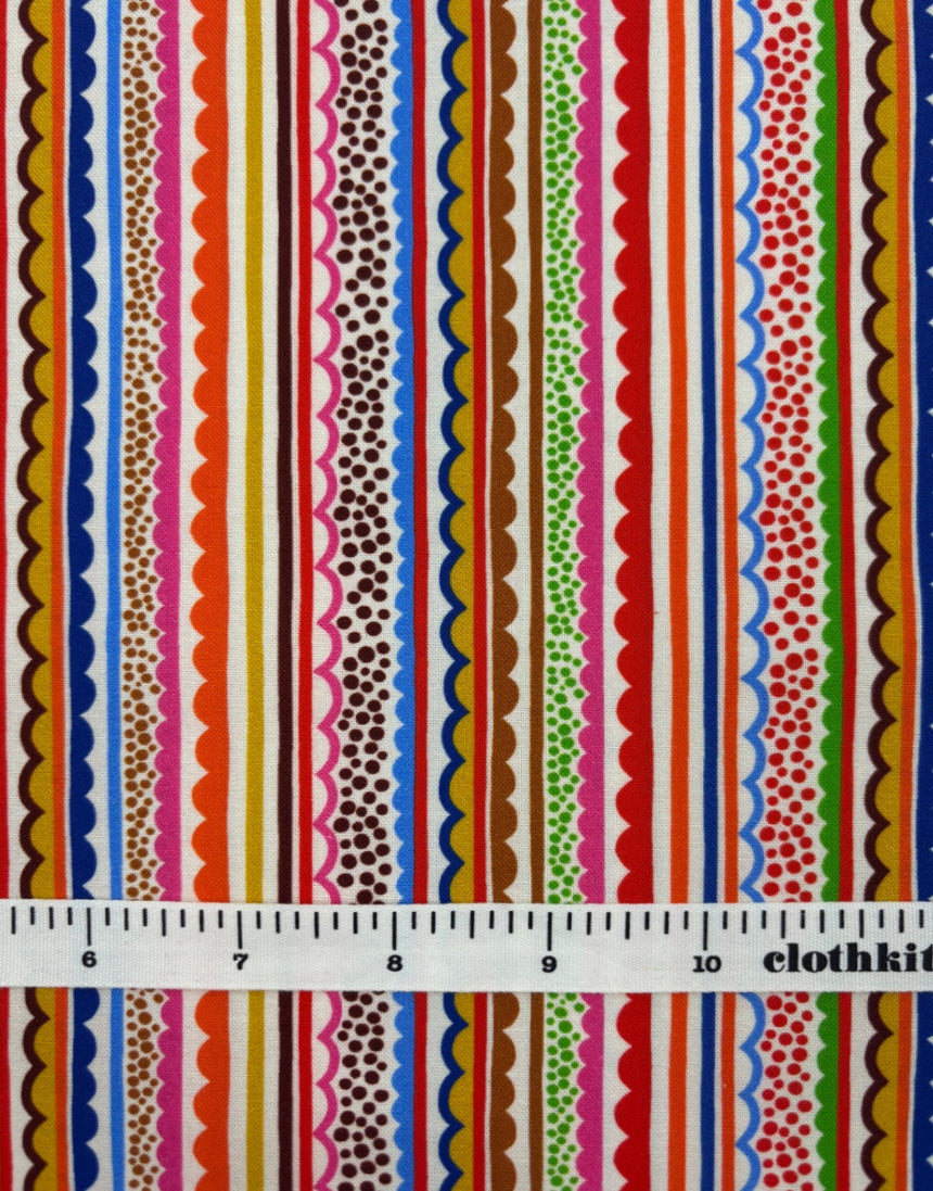 Ecru Ziggy Quilting Cotton Fabric, Primavera by Sholto Drumlanrig Thread & Ink Studio