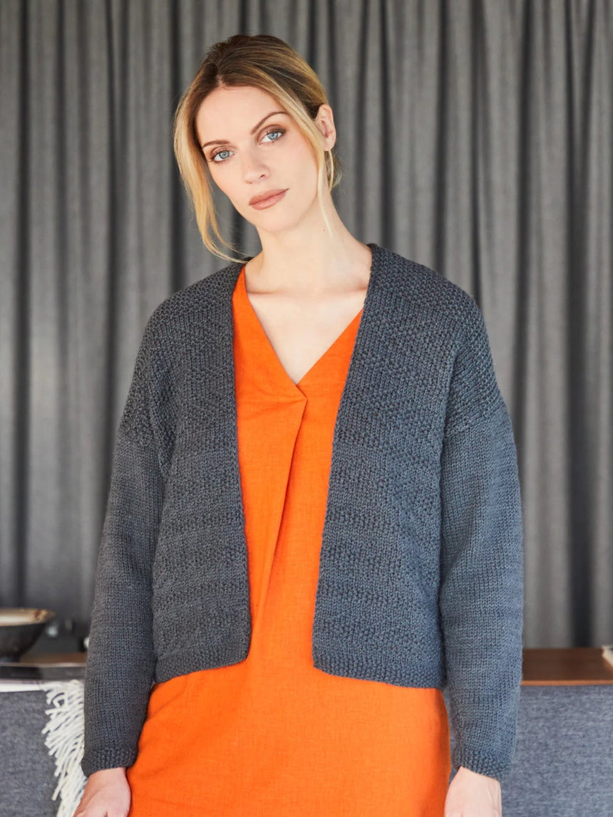 Anni Textured Throw-On Cardigan Knitting Pattern for ColourLab Aran Yarn