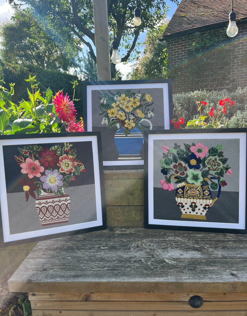 Orange Dahlia Tapestry Printed Canvas Kit, Vanessa Bowman