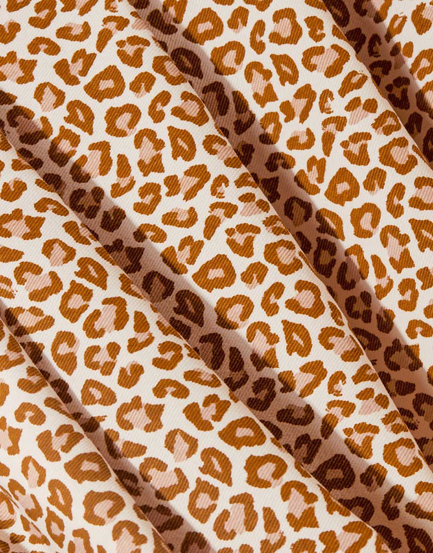 Leony Leopard Print Gabardine Cotton Fabric, Atelier Brunette