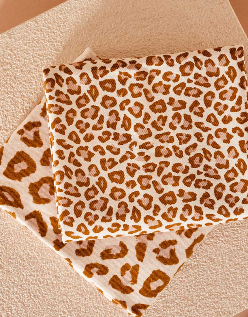 Leony Leopard Print Gabardine Cotton Fabric, Atelier Brunette