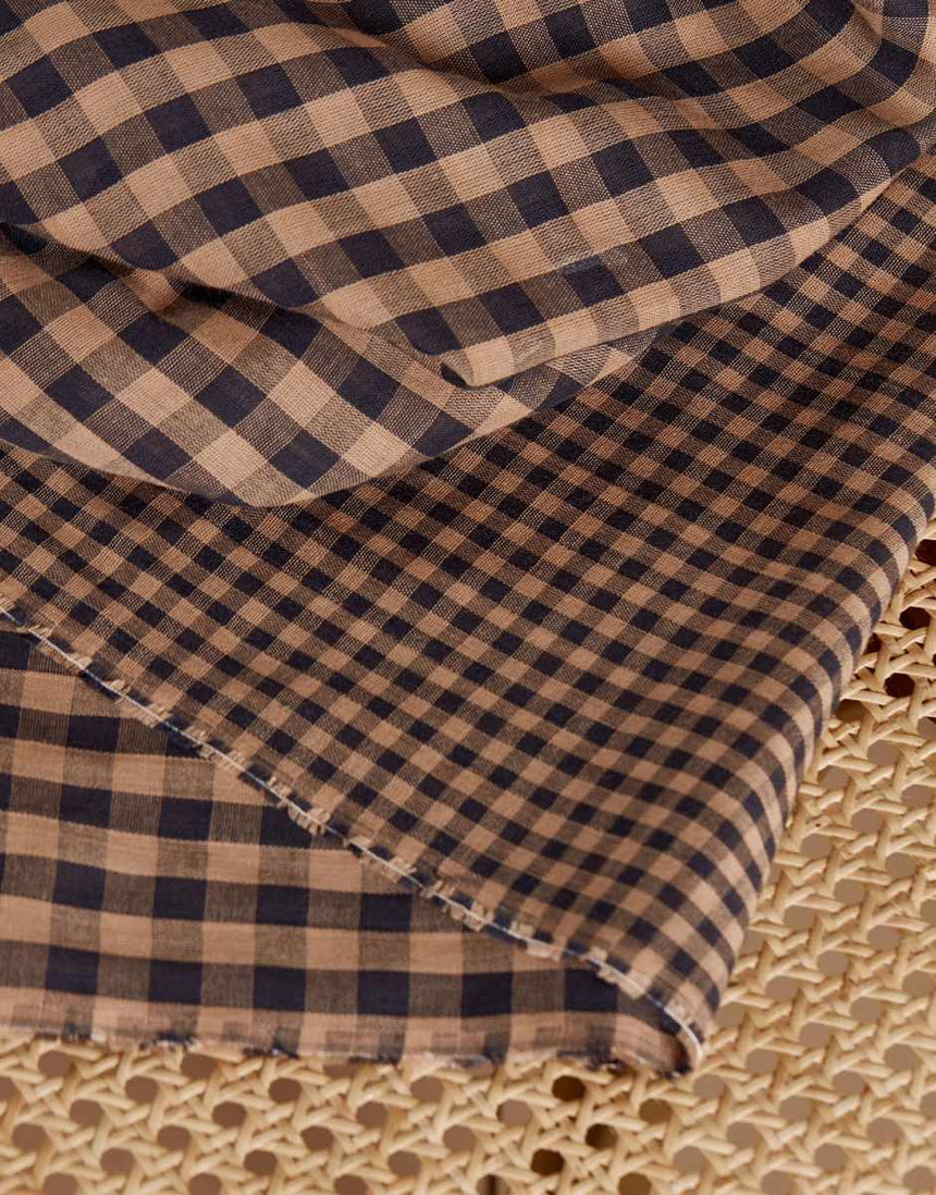 Maple Night Double Sided Gingham Cotton Double Gauze Fabric, Atelier Brunette