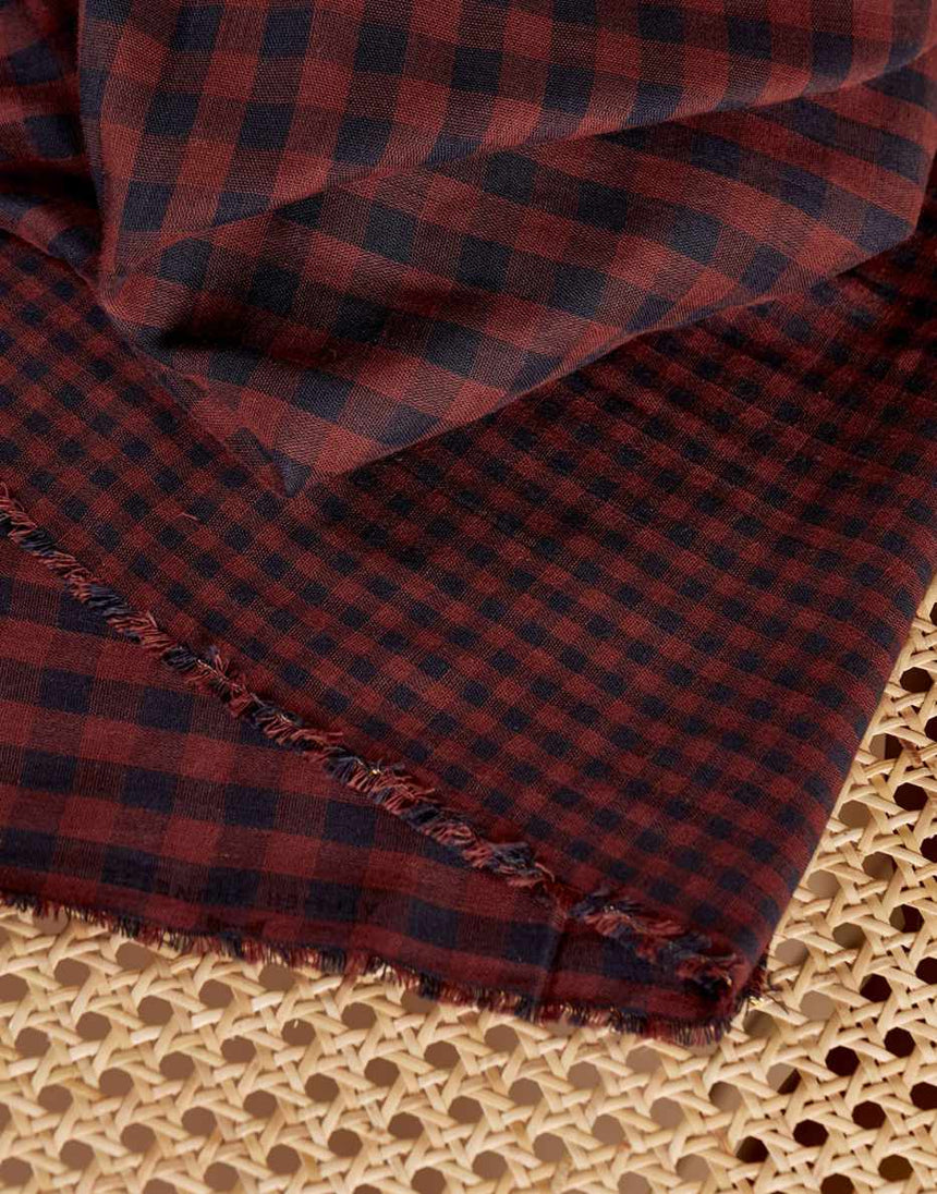 Atelier Brunette Double Gauze Rust Double Sided Gingham Cotton Double Gauze Fabric, Atelier Brunette 15805