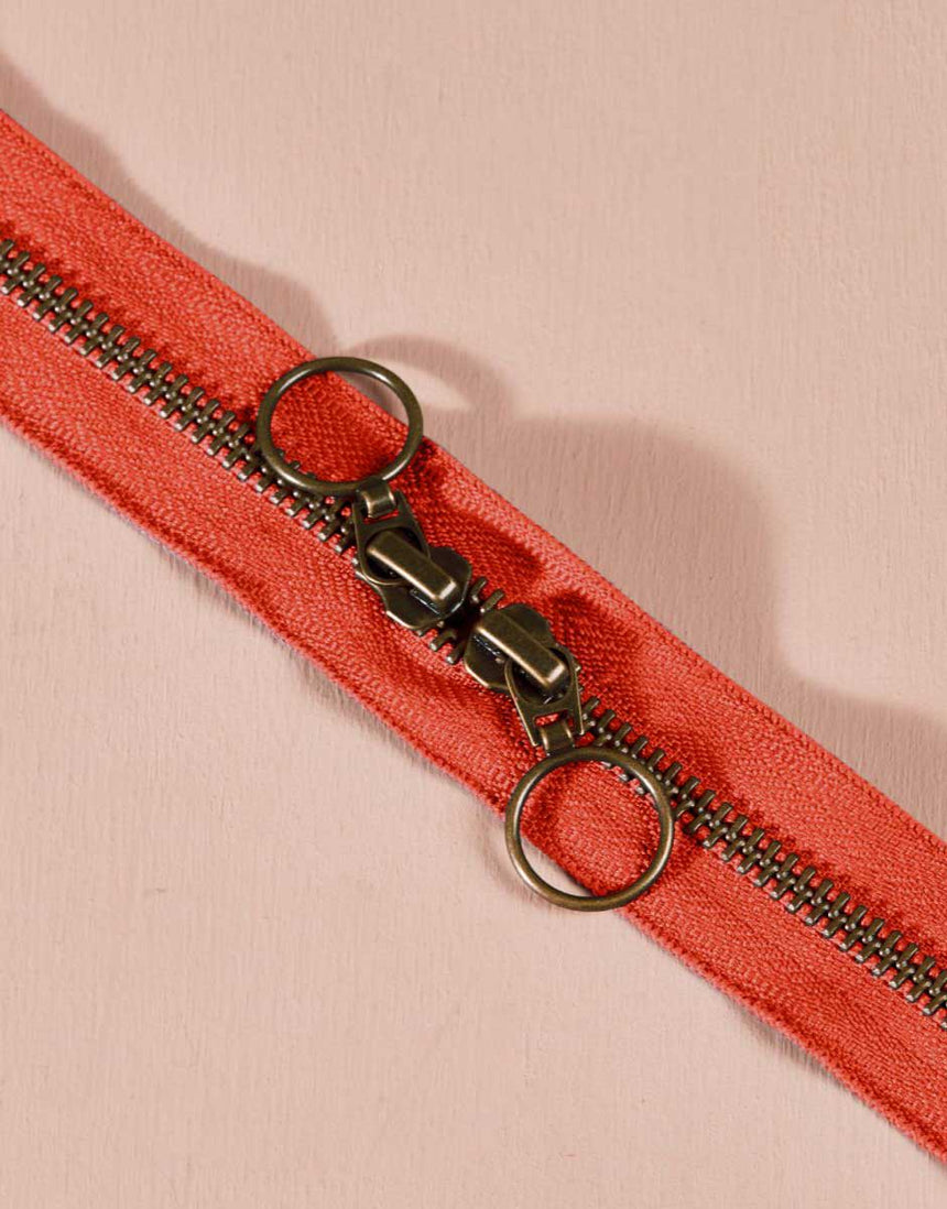 Brass Double Slider Zipper 60cm